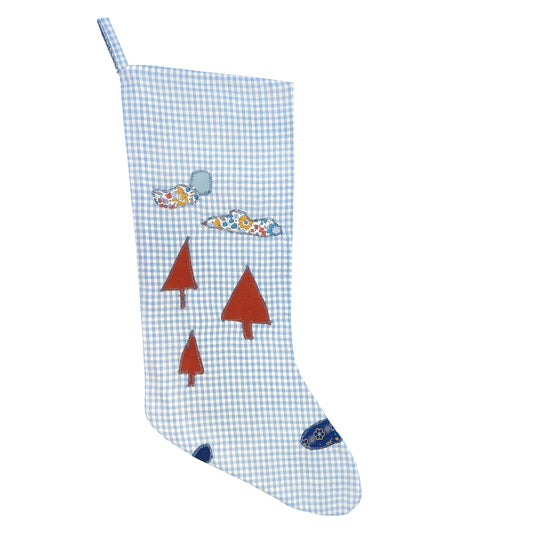 Blue Gingham Forest Stocking