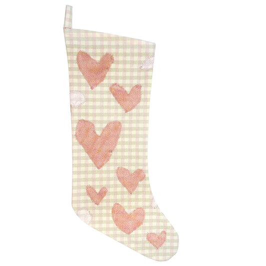 Plaid with Knit Copper Hearts Stocking